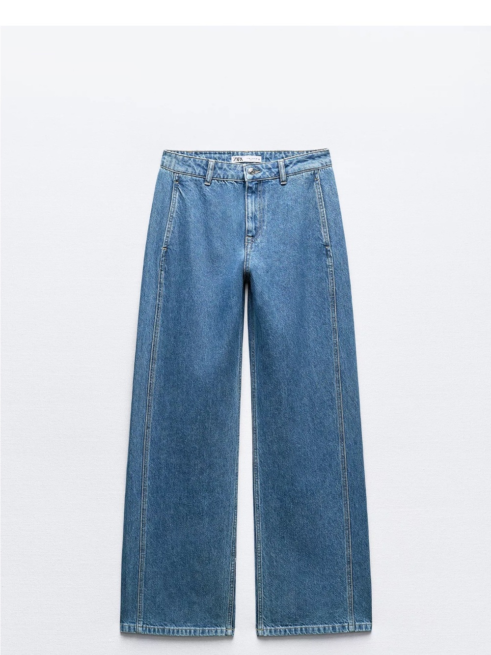Zara Straight-Leg Jeans in Medium Blue